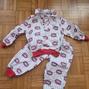 Vintage Montreal Canadiens NHL Kids Flannel Pajama Set Size 2 Habs